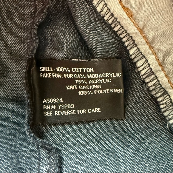 Marvin Richards Faux Fur Lined Denim Jacket Women’s Size 1X - Picture 11 of 15